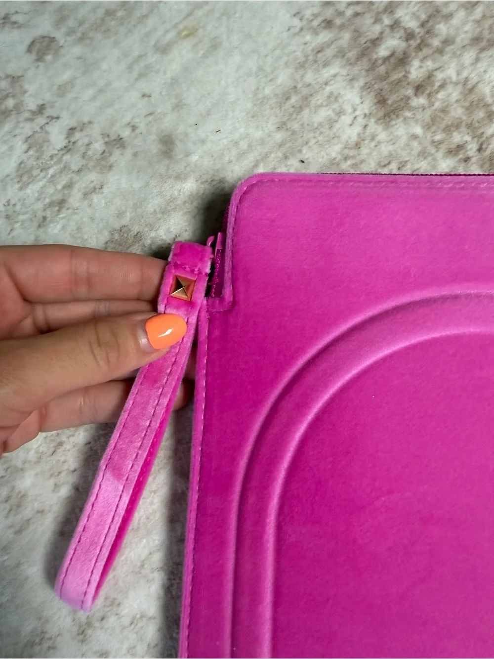 Valentino Garavani Hot Pink Velvet Tablet / Computer Sleeve Pouch 15” Wide
